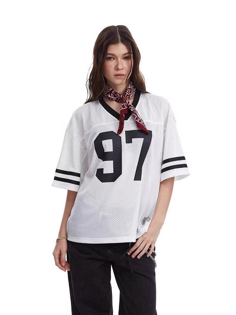 Herrenbekleidung Retro Mesh Sport Kurzarm T-Shirt Für Männer Und Frauen Im Sommer Atmungsaktiv Und Schnell Trocknend Trendy High Street Loose Jersey Tops_voghion.com