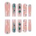 False Nails French Long Glitter Floral Press-On Nails For Women, Elegant & Trendy Fake Nails With Rhinestones & 3D Flowers, Reusable Nail Art Stickers_voghion.com