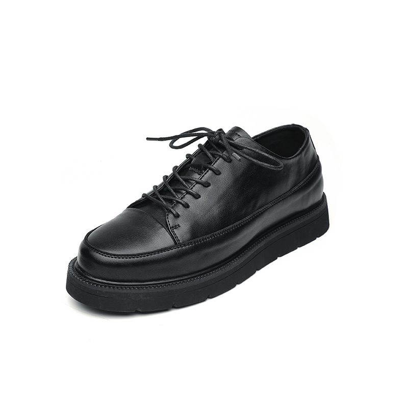 Leather Business Lace Up, Korean Version, Casual Shoes, British Trend, Thick Soles, High Height, Men's Formal Shoes_voghion.com