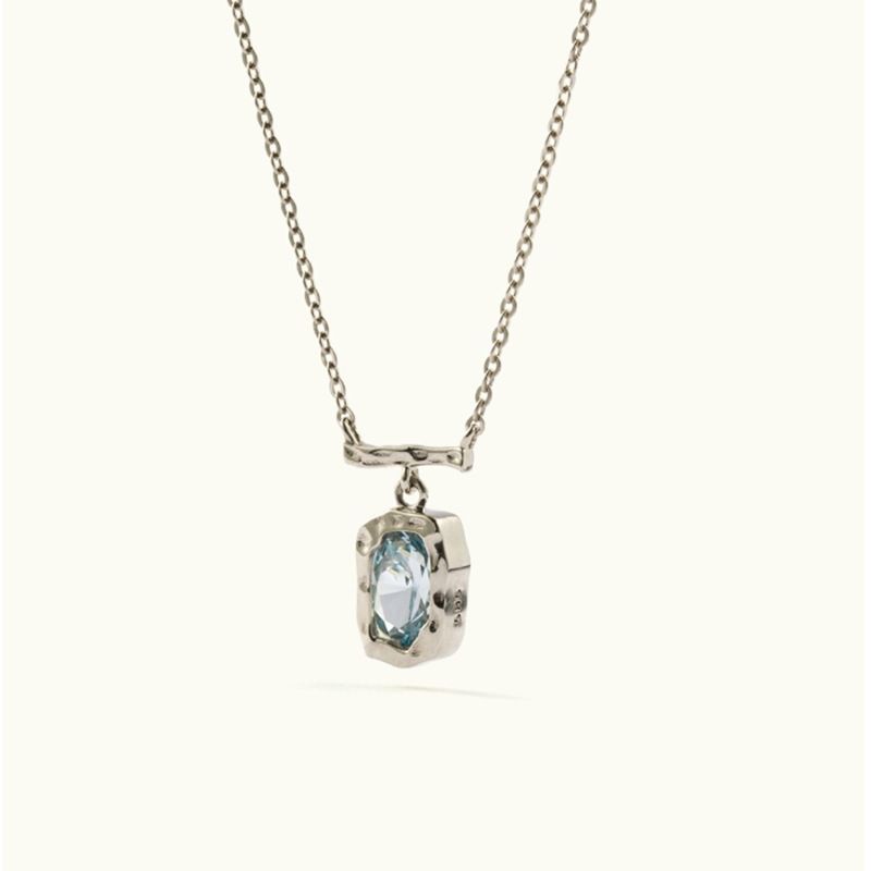VENUS  Sterling Sier Geometry Zircon Lunar Crate  Necklace For Women Girl Simple Fashion Office Jewelry G_voghion.com