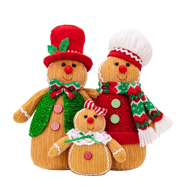 Christmas decorations Creative gingerbread Man Figure Display A family of three Gingerbread man window display doll gift_voghion.com