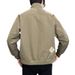 "Men's Stand Collar Work Jacket - Lightweight Polyester Zip-Up Casual Coat With Side Pockets (Khaki Green/Black, M-3XL)"_voghion.com