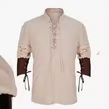 Camicia da spiaggia casual Henley in cotone e lino, a maniche lunghe, da uomo, in tinta unita, con colletto alto, taglia europea, CT, due pezzi_voghion.com