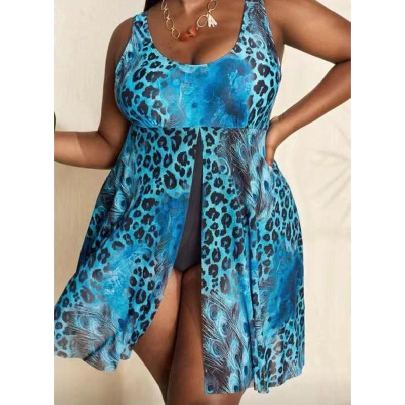Jupe imprimée numérique pour femmes, slip une pièce pour grosses femmes, couvrant le ventre et semblant Slim, maillot de bain pour femmes_voghion.com