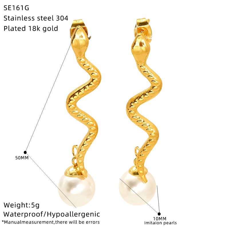 Orecchini unisex alla moda in acciaio al titanio, orecchini a forma di serpente, orecchini semplici in acciaio inossidabile, orecchini personalizzati_voghion.com