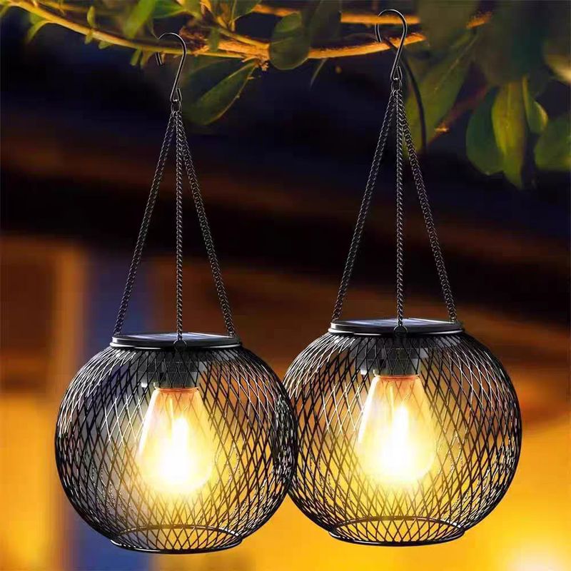 Solar Wrought Iron Lantern – Vintage Floral Cage Hanging Light For Garden & Patio (IP65 Waterproof Dusk-to-Dawn, Warm White LED, CE Certified)​_voghion.com