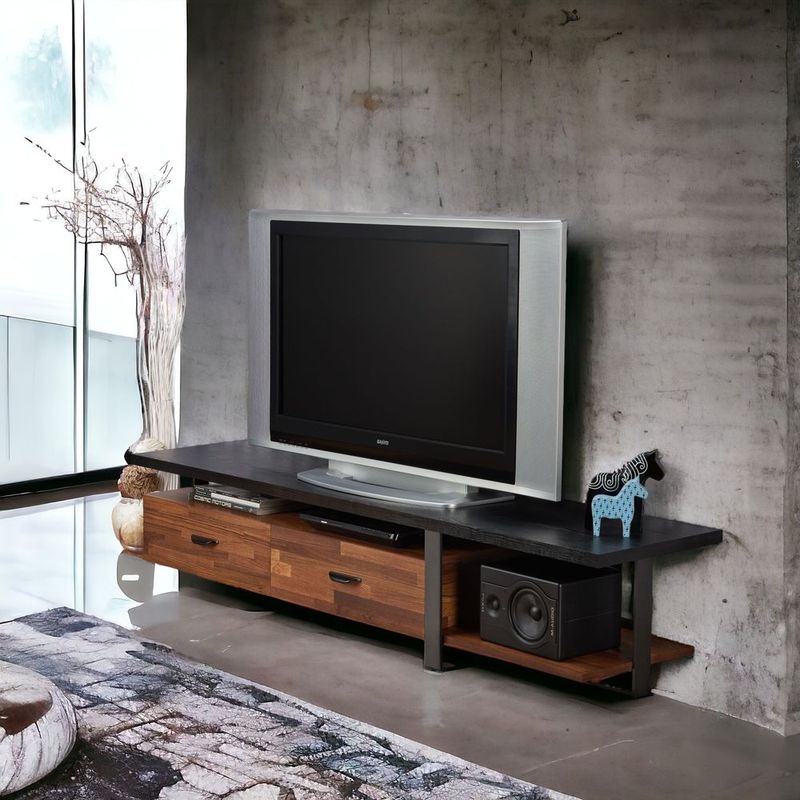 Elling Walnut &amp; Black Finish TV Stand_voghion.com