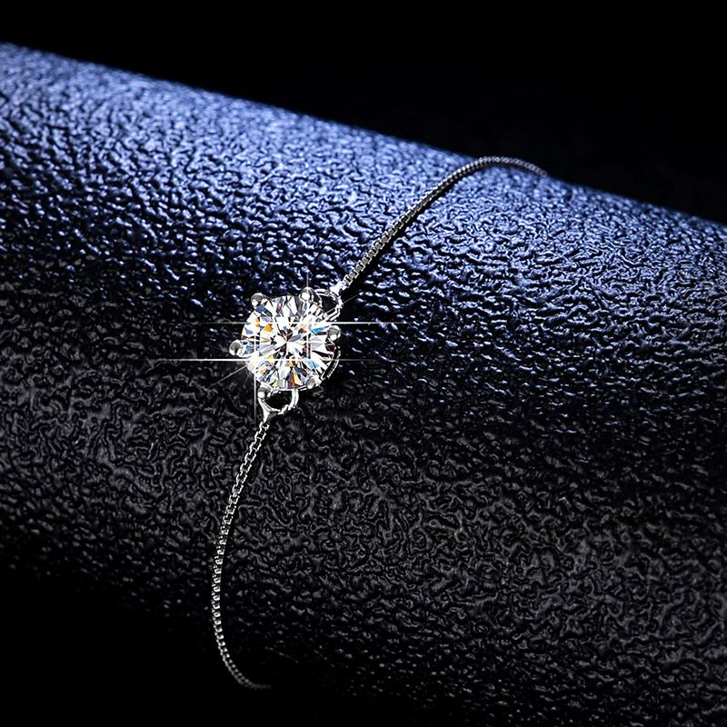 Sterling Silber Armband Moissanite Sechs-Zinke Einfache frauen Live-übertragung_voghion.com
