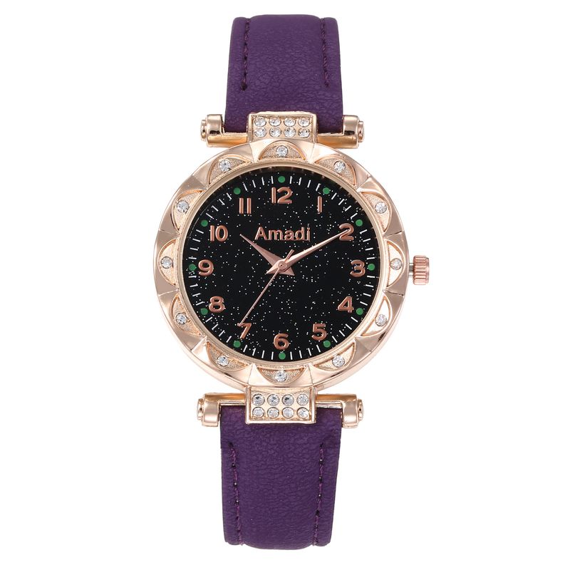 Women's Watches New Women's Watch Female Student Two Piece Starry Sky Digital Face Diamond Set Bracelet Quartz Watch_voghion.com