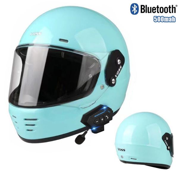 Retro Full Face Motorcycle Helmet – DOT & 3C Certified Cruiser Helmet With Bluetooth Compatibility, ABS Shell, Adjustable Visor_voghion.com