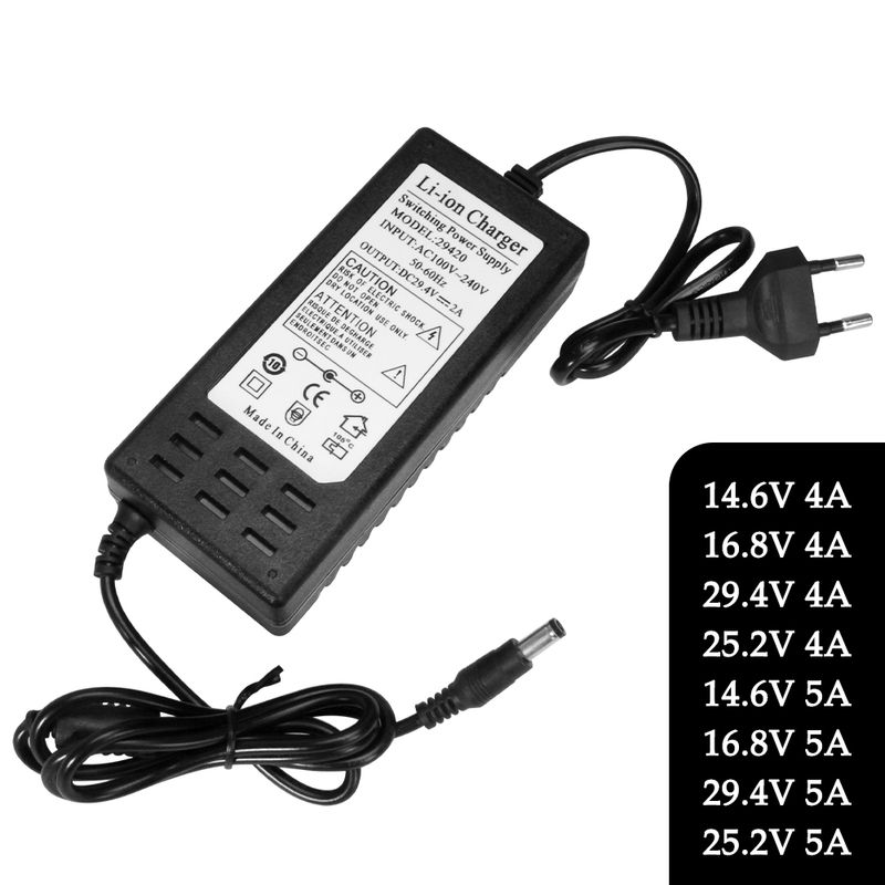 14,6/16,8/25,2/29,4 V 4 A 5 A lítium akkumulátorcsomag intelligens töltő 3-as sorozatú lítium hálózati adapter töltő fali töltő EU_voghion.com