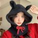 Pasamontañas coreano con orejas bonitas para mujer, gorro cálido de invierno con protección para las orejas, tejido antifrío para el cuello, todo en uno_voghion.com