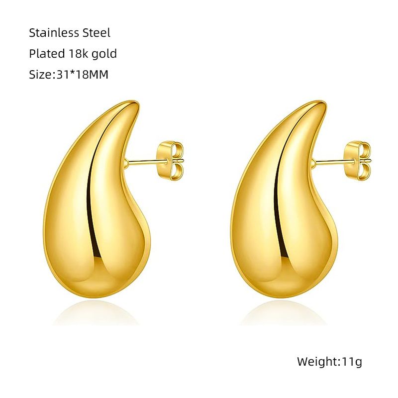 Fortschrittliches Design-Gefühl, Gold, fette Wassertropfen, Titanstahl, INS-Mode, vielseitige geometrische Ohrringe_voghion.com