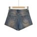 Shorts in denim americano da donna con ragazze piccanti, base stile Instagram, vita alta elastica a trapezio, glutei avvolti,_voghion.com