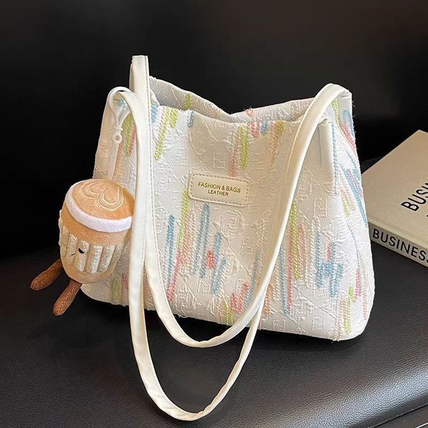 Korean Style High-End For Women 2024 New Fashion Striped Bucket Casual Versatile Underarm Shoulder Tote Bag_voghion.com
