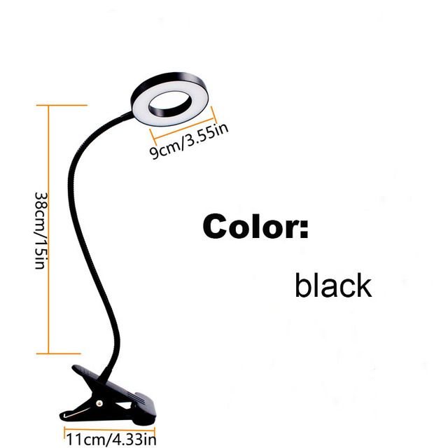 Prisegama skaitymo lempa, 48 LED USB stalo lempos, 3 spalvų režimai, 10 ryškumo, akių apsauga, knygų prisegama lempa, 360 ° lanksti lempa_voghion.com