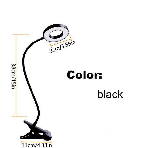 Prisegama skaitymo lempa, 48 LED USB stalo lempos, 3 spalvų režimai, 10 ryškumo, akių apsauga, knygų prisegama lempa, 360 ° lanksti lempa_voghion.com