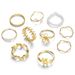 Creative personality geometric metal style stacking joint ring alloy ring 10 piece set_voghion.com