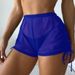 New Multicolor Mesh Swimsuit Women's Lace Up Solid Color Boxer High Waist Beach Bikini Bottoms_voghion.com
