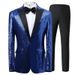 Elegant Stage Performance Suit With Glitter Lapel - Slim Fit Tuxedo For Wedding, Nightclub, Host & Groom_voghion.com