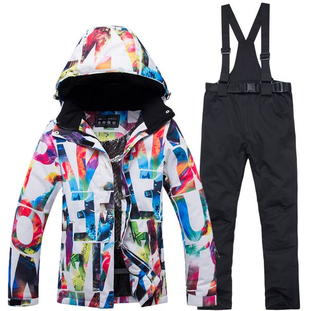 Conjunto de roupa de esqui para mulheres, jaqueta e calças quentes para snowboard e esqui na neve_voghion.com