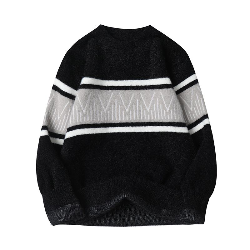 ​​Herrenpullover aus Plüschkaninchenhaar | Übergroßer, weicher Strickpullover | Winterwarme, mohairähnliche Textur (Weiß, Schwarz, Dunkelgrau, Hellgrau)​​_voghion.com