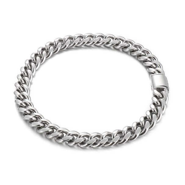 Collana cubana da uomo alla moda hip-hop di strada, con fibbia quadrata alla moda, catena in acciaio al titanio lucido a doppia faccia_voghion.com