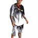 2023 Summer Mesh Set for Men's Trendy Casual Beach Style 3D Digital Printed T-shirt and Shorts_voghion.com