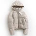 Women's Puffy Bomber Jacket With Hood - Winter Warm Cozy Oversized Cotton Coat In Black & Beige | XS/S/M/L_voghion.com