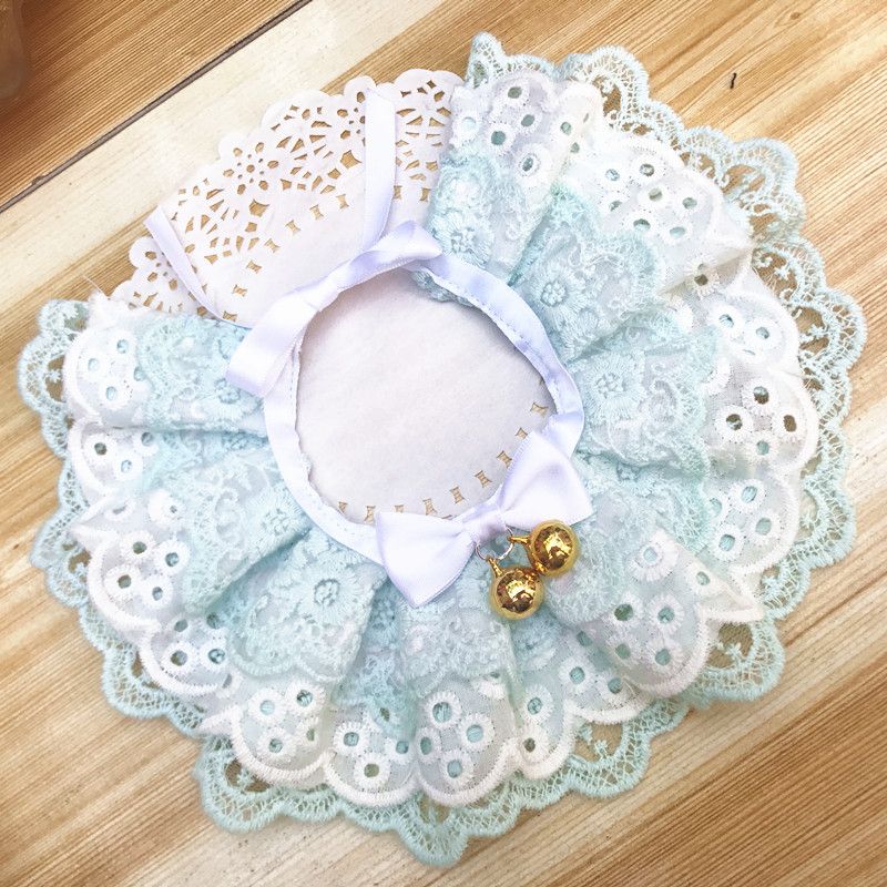 Bavoir en coton pour chien et chat, serviette de salive, collier en dentelle_voghion.com