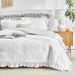 White Diamond Tufted Cut-Out Quilt Set With Ruffled Edge - Polyester Comforter (3-Piece Set, Premium Quality)_voghion.com