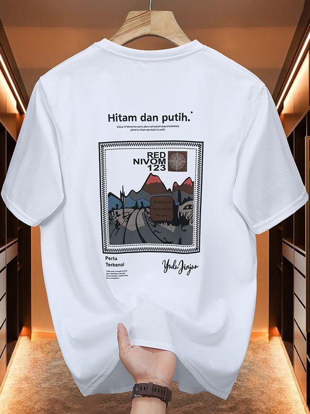 Herrenbekleidung Plus Size Sommer Neue merzerisierte Baumwolle bedrucktes kurzärmeliges T-Shirt Lose Plus Fat Casual Herrenbekleidung_voghion.com