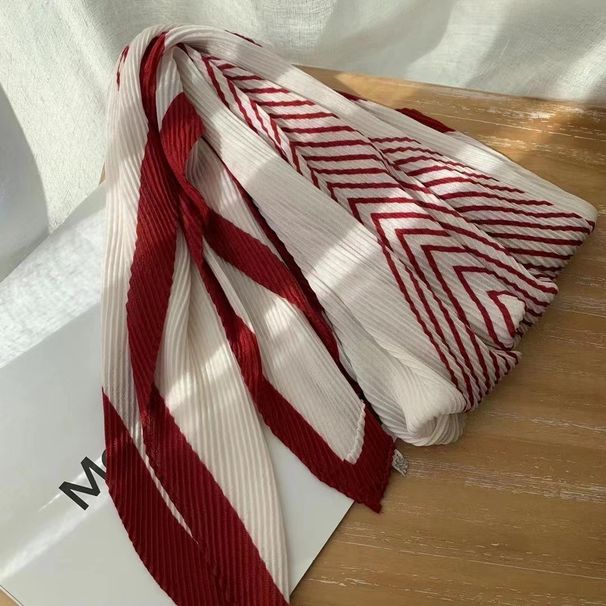 Gaohe Simple Versatile Black and White Striped Indonesian Women's Headscarf 100cm Large Square Scarf Shawl_voghion.com