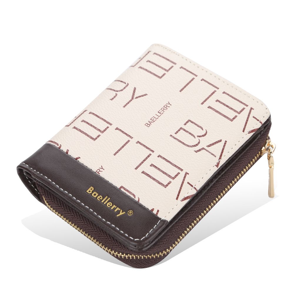 BAELLERRY new women's short wallet version zipper accordion card holder vertical print coin purse wholesale_voghion.com