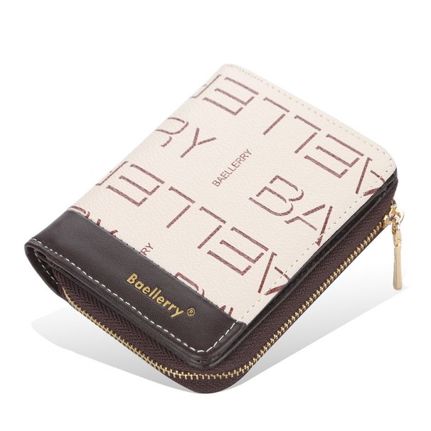 BAELLERRY new women's short wallet version zipper accordion card holder vertical print coin purse wholesale_voghion.com
