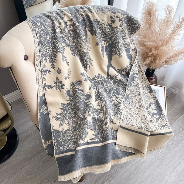 2024 New Fashionable Printed Color Contrasting Autumn and Double sided Cashmere  Scarf, Winter Luxury Warm_voghion.com