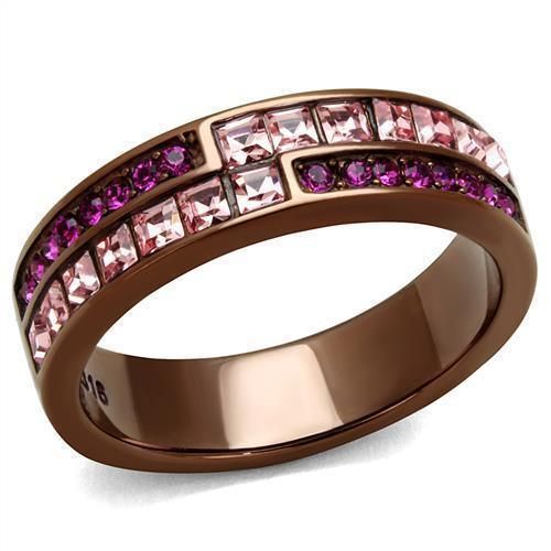 TK2837 - IP Coffee light Stainless Steel Ring with Top Grade Crystal in Multi Color_voghion.com