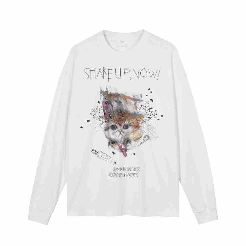 Maglietta lunga lavata con stampa graffiti di tendenza di strada_voghion.com