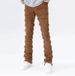 New trendy American slim multi-color casual jeans, street loose raw edge splicing bootcut jeans for men_voghion.com
