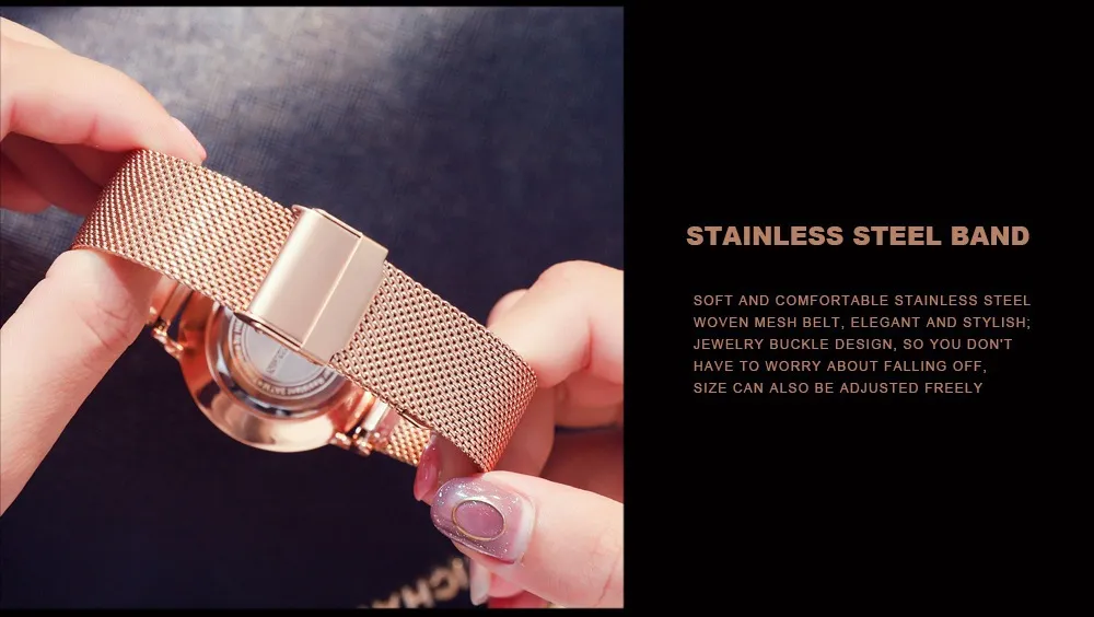 Montres pour femmes, mouvement japonais, chaîne en acier, étanche, légère, de luxe, style minimaliste, ceinture en maille d'acier, montre fine_voghion.com