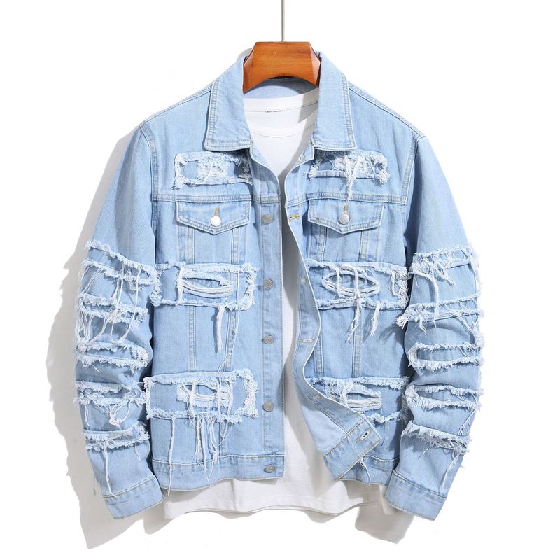 Abbigliamento maschile Nuovo giubbotto di jeans Uomo Trendy Street Youth Slim Casual Jacket Tops_voghion.com