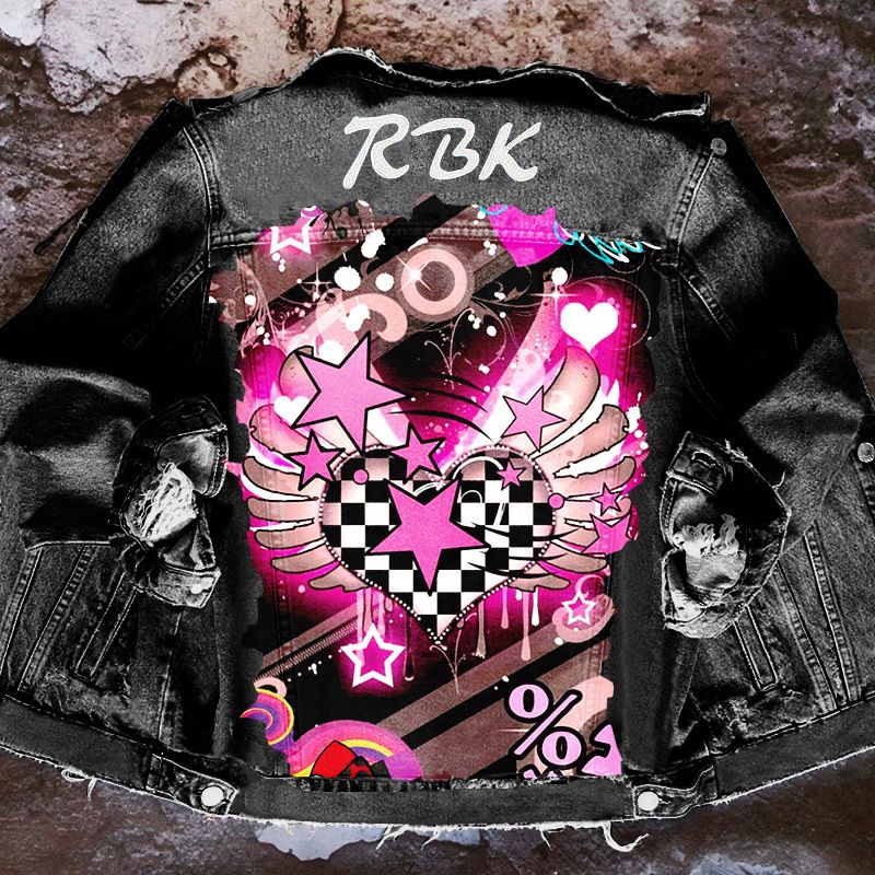 Women's denim jacket women  women's clothing printed denim jacket new denim jacket_voghion.com