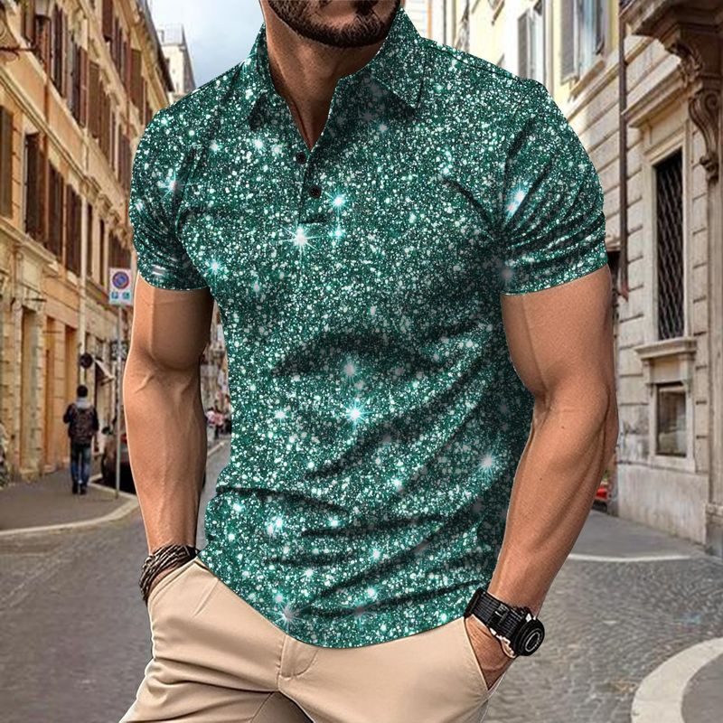 Polo da uomo con stampa digitale, bottoni, maglietta casual da strada_voghion.com