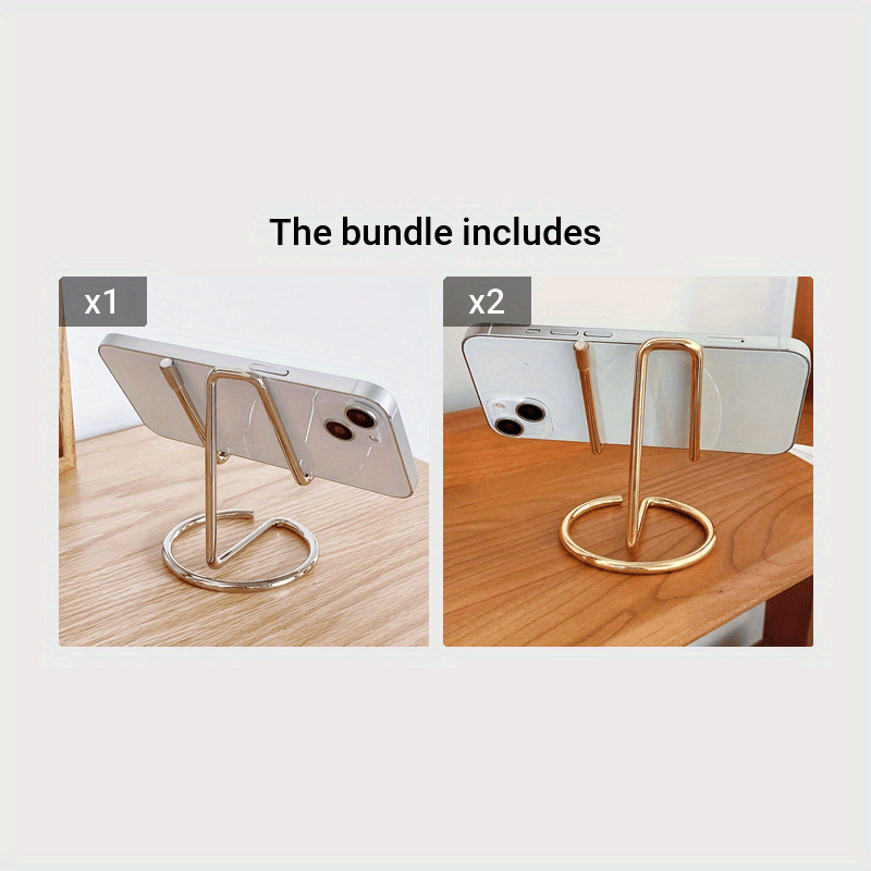 [Hot sales]1pc Simple Metal Mobile Phone Bracket, Luxurious Modern Simple Plating Gold Lazy Desktop Flat Base_voghion.com