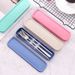 Stainless steel portable three piece chopsticks spoon fork set student tableware storage box gift_voghion.com