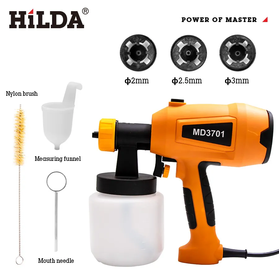 HILDA Electric Spray Gun With 4 Nozzles, High-Pressure Paint Sprayer For Latex & Oil-Based Paint, Detachable & Adjustable For DIY & Professional Use_voghion.com