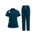 Damkläder Standkrage Kortärmad Resår Snabbtorkande Läkare Sjukhus Arbetskläder Uniform Tvådelade Raka Byxor_voghion.com