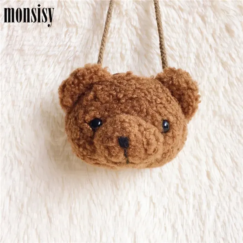 Monsisy 2020 urso de pelúcia moeda bolsa e bolsa para menina menino pequena mudança saco crianças carteira criança bebê dinheiro ombro_voghion.com