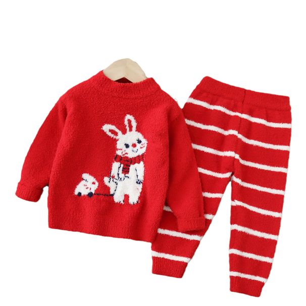 Nyt hjemmetøj til efterår/vinter i 2023, fortykket børne-nattøj, sødt nattøj og bukser i koralfleece til piger_voghion.com