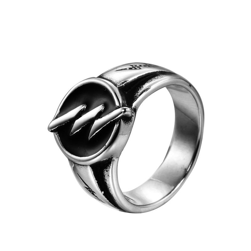 Anel de aço inoxidável galvanizado a vácuo com resina hip-hop relâmpago masculino_voghion.com